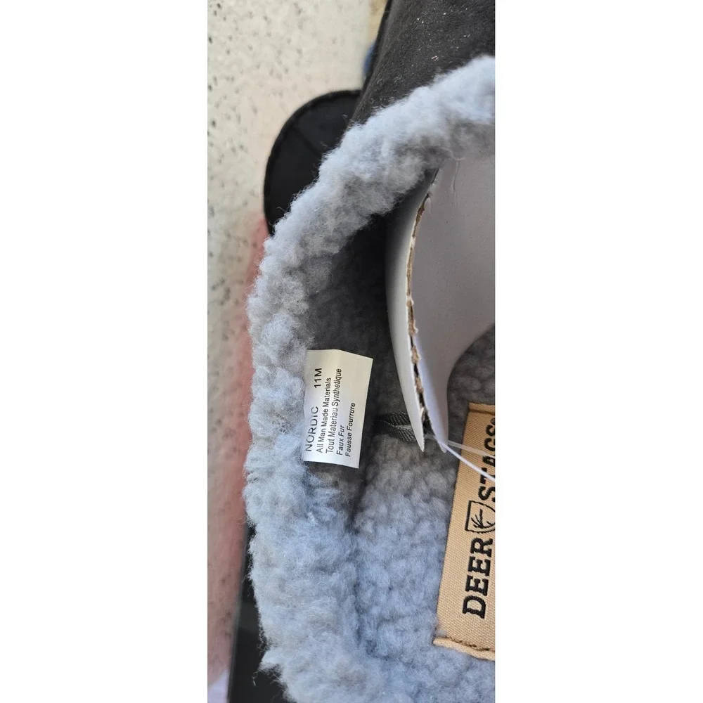Deer Stags Nordic Slipperooz Black‎ Microsuede Faux Fur Slippers Mens 11 Unisex